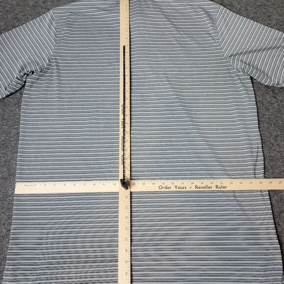 Peter Millar Summer Comfort Mens Golf Polo Sz 2XL Gray Striped Club Embroidered - Picture 7 of 11